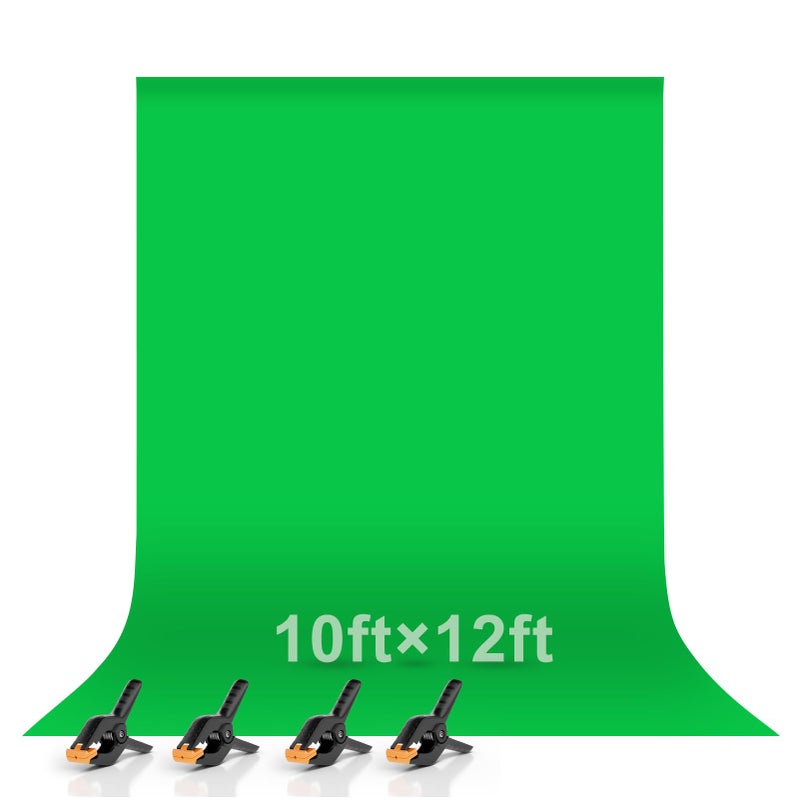 EMART Green Screen Backdrop, 10 x 12 Ft Photography Greenscreen Background Sheet Fabric Kit for YouTube Video Streaming Zoom, Small Photo Chromakey Muslin Cloth Curtain with 4 Clip - Image 1